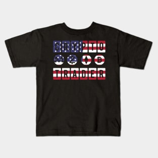 Crypto Trader Bitcoin BTC USA Flag Patriotic Kids T-Shirt